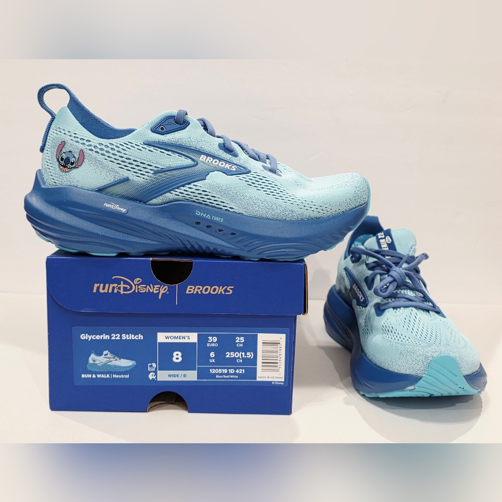 Brooks Glycerin 22 STITCH RunDisney 2025 Blue Limited Expo Women's 8 Wide D New